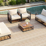 7-Piece Metal Patio Sectional Sofa Set with Water-Resistant Cushions - Modern