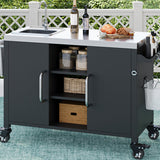 K&K 55.5" Outdoor Kitchen Island with Sink