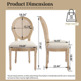 French Country Dining Chairs Set of 2 Upholstered with Rattan Back