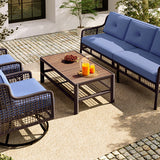 GO 4 Pieces Patio Furniture Set with Swivel Chairs Outdoor Wicker Sofas