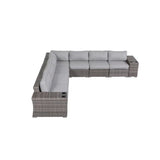 Rattan Sectional Sofa Set with Cushions - Gray, Dark Brown, or Beige