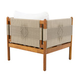 Outdoor Acacia Wood Club Chair with Diamond Rope Weave & Cushions, Teak Finish