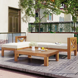Topmax Outdoor Patio Wood 5-Piece Sectional Sofa Seating Group Set