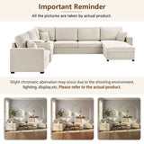 Modular 5 Seat U-Shape Sectional Sofa With Chaise Lounge, Built In Cup Holders And Storage Drawer