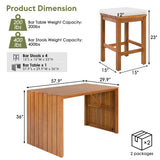 5 Piece Outdoor Bar Set with Acacia Wood Table & Cushioned Stools
