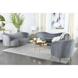 Reigha - Upholstered Sofa Lounge Furniture With Channel Tufted Backrest - Gray
