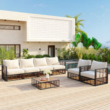 7-Piece Metal Patio Sectional Sofa Set with Water-Resistant Cushions - Modern
