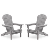 Classic Gray Cedar Wood Lounge Patio Chair Set of 2 for Garden and Outdoor Use