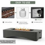 56" Propane Fire Pit Table, Rectangular Outdoor Gas Fire Pit