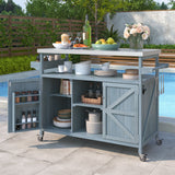 K&K Outdoor Kitchen Island, Rolling Bar Cart & Storage Cabinet