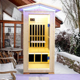 Single Person Spruce Far Infrared Sauna With Ambient Lighting And Bluetooth Music - Natural