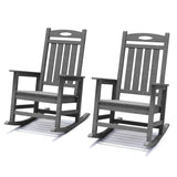 Outdoor Rocking Chair Set of 2, HDPE Patio Rocking Chair for Adults, Oversized Outdoor Rocker for Porch Garden Lawn,Grey