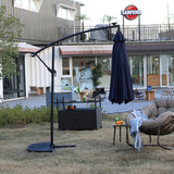 10ft Solar LED Offset Hanging Market Patio Umbrella - Navy Blue
