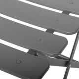 3 Pieces Patio Bistro Balcony Metal Chair Table Set - Gray