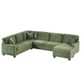 Upholstered U-Shaped Sectional Sofa with Movable Ottoman and Storage Pockets - Multiple Colors