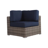Wicker Sectional Sofa with Cushions and Table - Gray