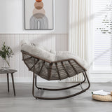 Outdoor Rattan Rocking Chair with Padded Cushion