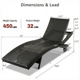Patio Wicker Chaise Lounge Chairs Set of 2