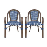 Bistro Chair With 2 Toned Checkered Pattern, (Set of 2) - White / Navy