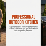 62.6 Inch 6-Burner Deluxe Stainless Steel Propane Gas Outdoor Kitchen Barbecue Island Grill