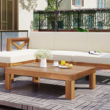 Topmax Outdoor Patio Wood 5-Piece Sectional Sofa Seating Group Set