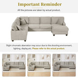 Upholstered U-Shaped Sectional Sofa with Movable Ottoman and Storage Pockets - Multiple Colors