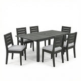 7-Piece Outdoor Dining Set with Extendable Acacia Wood Table
