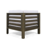 OANA Outdoor Wooden Sectional Set with Cushions, White