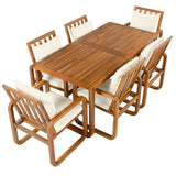 7 Piece Outdoor Patio Dining Set With Removable Cushions