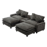Modern Sectional Sofa With Removable Ottomans, USB Ports