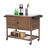 Outdoor Wicker Bar Cart