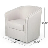 Modern Upholstered Swivel Club Chair With Nailhead Trim