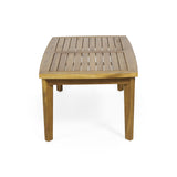 2-Person Outdoor Acacia Wood Patio Seating Group with Cushions and Coffee Table