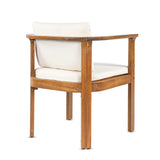 Outdoor Dining Chair Set of 2 with Curved Acacia Wood Arms