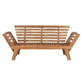 Topmax Outdoor Adjustable Patio Wooden Daybed Sofa Chaise Lounge with Cushions