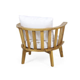 Outdoor Club Chair with Curved Backrest and Frame - White