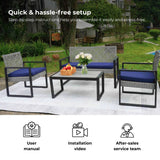 4 Piece Patio Furniture Set With Acacia Wood Table Top