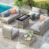 K&K Patio 8-Piece Patio Furniture Set with 43" Fire Pit Table