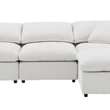 Naveen Modular Sectional With Ottoman - Modular Sofa Set with Ottoman - Beige or Dark Gray