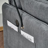 Comfy Corduroy Oversized Chaise Lounge Chair with Ottoman and Storage