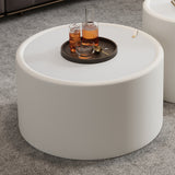 White Round Coffee Table with Tempered Glass Top