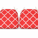 Outdoor Chair Cushions with Straps - Set of 4, Plaid Red
