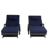 Outdoor Wicker Reclining Chair Set of 2 with Cushions