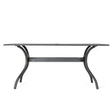 Enchantia Outdoor Rectangular Dining Table with Weave Tabletop and Flared Legs - Copper