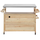 K&K Outdoor Kitchen Island, Rolling Bar Cart & Storage Cabinet