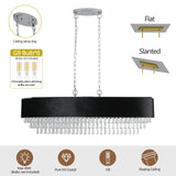 39' Modern Crystal Chandelier with Black Imitation Velvet Shade