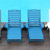 HDPE Chaise Lounge Chair Outdoor, Pool Lounge Chairs with 4-Position Adjustable Backrest, Supports Up to 360 LBS for Patio Poolside Deck Beach Backyard (blue)