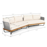 Lucca Outdoor Acacia Wood Rope Woven Sofa Sectional Set with Water-Repellent Cushions
