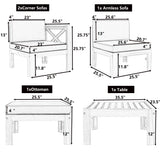 Topmax Outdoor Patio Wood 5-Piece Sectional Sofa Seating Group Set
