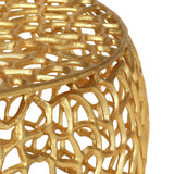 Modern Glam Mesh Coffee Table with Gold Accents and Aluminum Frame
